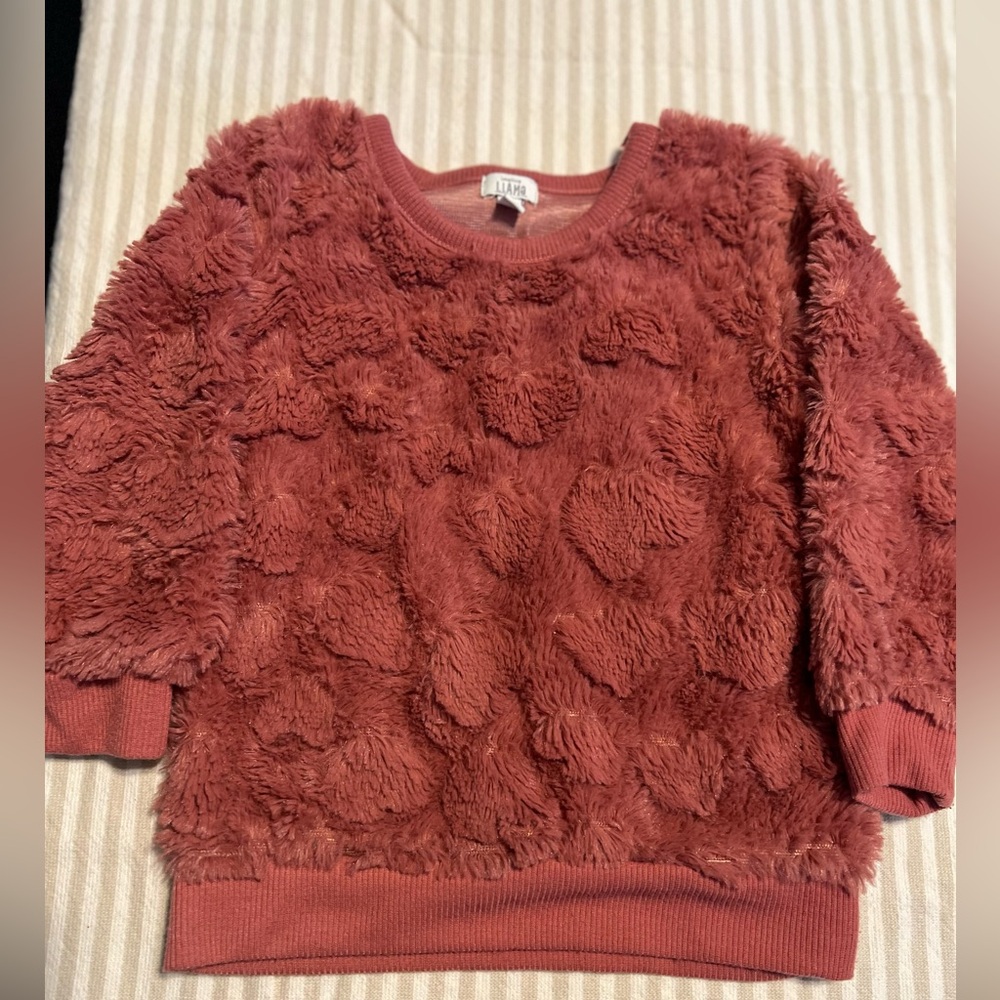 Little Lass Fuzzy Mauve Pink 24M Sweater with hearts